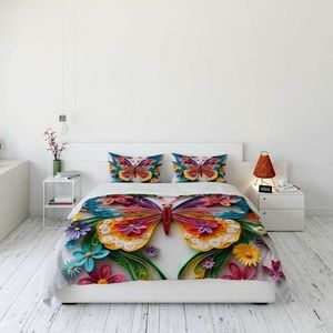 Lenjerie de pat dubla Super King (EU) (IT), 3 piese, L'essentiel Maison, FLW_DVT25-38, Multicolor imagine