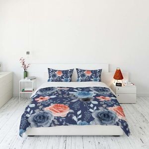 Lenjerie de pat dubla Super King (EU) (IT), 3 piese, L'essentiel Maison, FLW_DVT25-9, Multicolor imagine