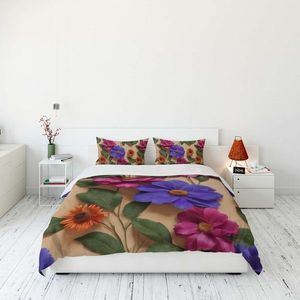 Lenjerie de pat dubla King (FR), 3 piese, L'essentiel Maison, FLW_DVT25-31, Multicolor imagine