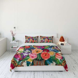 Lenjerie de pat dubla Super King (FR), 3 piese, L'essentiel Maison, FLW_DVT25-15, Multicolor imagine