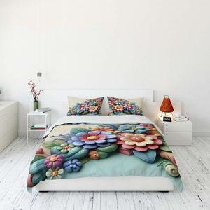 Lenjerie de pat dubla Super King (FR), 3 piese, L'essentiel Maison, FLW_DVT25-2, Multicolor imagine