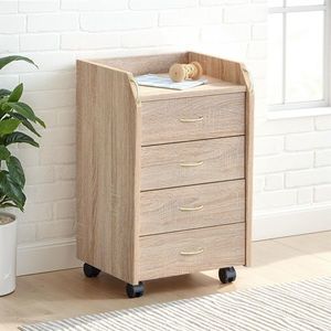 Masuta cu roti / dulap de birou Novi, Inter Link, 40x36x65 cm, MDF, sonoma imagine