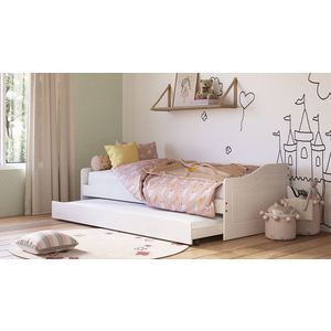 Pat multifunctional pentru o persoana, 90x200 cm, Leonie 23, Inter Link, lemn, alb imagine
