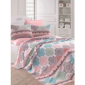 Cuvertura pique Single (FR), L'essentiel Maison, Andalucia v2, Bumbac, Turcoaz / Somon / Crem imagine