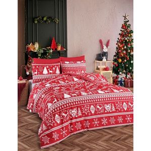 Set cuvertura matlasata dubla King (FR), 3 piese, L'essentiel Maison, Snowmas, Roșu Claret / Alb imagine