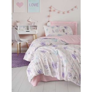 Lenjerie de pat pentru o persoana Single XXL (DE), L'essentiel Maison, Lovella, Bumbac Ranforce, Roz imagine