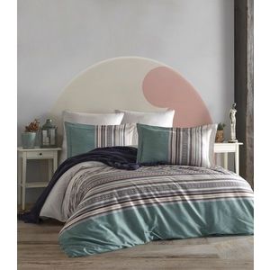 Lenjerie de pat dubla King (FR), L'essentiel Maison, Ash, Verde / Alb / Maro / Bej imagine