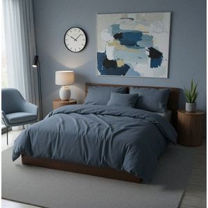 Lenjerie de pat pentru o persoana Single XXL (DE), L'essentiel Maison, Nitsa Kombin, Albastru inchis imagine