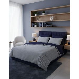 Lenjerie de pat pentru o persoana (FR), L'essentiel Maison, Nifty Kombin, Albastru inchis imagine