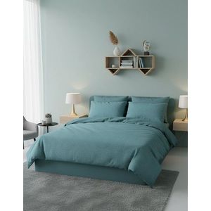 Lenjerie de pat dubla King (FR), L'essentiel Maison, Nesto Kombin, Petrol Green / White imagine