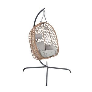 Leagan/balansoar gradina Nido, Homla, 106x104x184 cm, otel/ratan/poliester, natur imagine