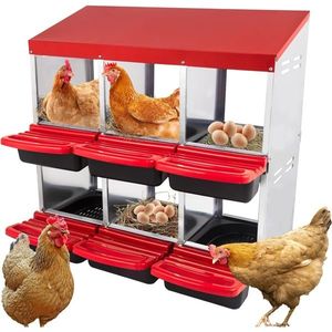 Cuibar otel galvanizat pentru gaini, 6 compartimente, cu tavita colectare oua imagine