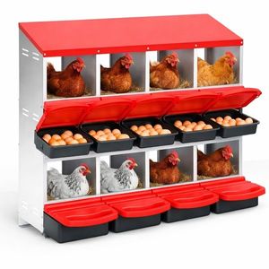 Cuibar otel galvanizat pentru gaini, 8 compartimente, cu tavita colectare oua imagine