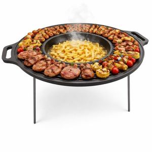 Disc fonta adanc, 50 cm cu 2 manere si picioare demontabile, vas central pentru prajire imagine