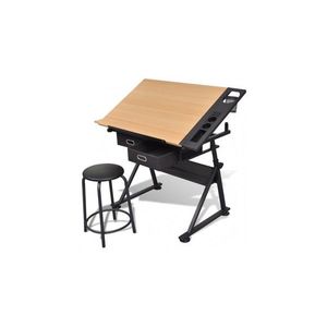 Masă de desen cu blat reglabil cu scaun 2 sertare imagine