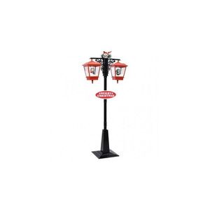 Felinar stradal cu mos craciun, negru/rosu, 81x40x188 cm pvc imagine
