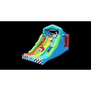 Saltea gonflabila race cu trei tobogane, spatiu de joaca si loc de catarat imagine