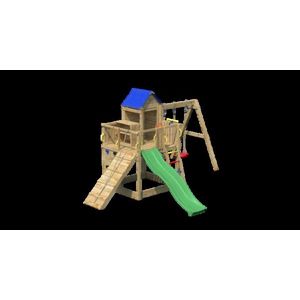 Complex de joaca din lemn Fungoo Treehouse natur, 7in1, 495 x 443 x 272cm, tobogan 2.2m imagine