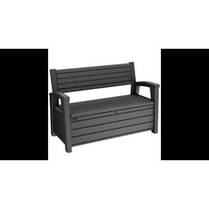 Banca de gradina cu lada depozitare 227 L, Hudson Oter Keter, gri inchis imagine