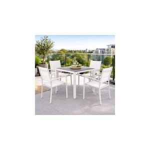 Set 4 scaune si masa ENCORE DRESDEN alb cu gri imagine