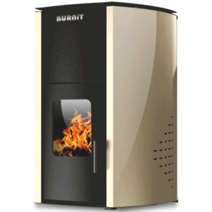 Termosemineu pe peleti Burnit Comfort 18 kw, complet echipat pentru incalzire, pompa, vas expansiune, automatizare, buncar peleti 15 kg, tiraj fortat, culoare Crem, aprindere automata, pana la 120 mp imagine