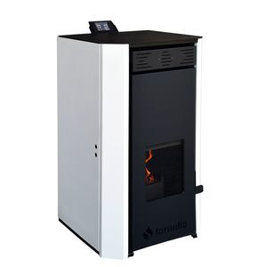 Termosemineu pe peleti Fornello EVA 12 KW, pompa circulatie, vas expansiune, WI-FI, buncar, tiraj fortat, recomandat pentru 80 mp, Alb imagine