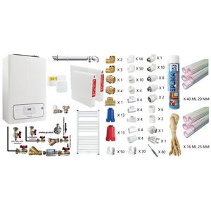 Pachet apartament cu o camera, centrala termica murala in condensare Immergas Victrix TERA 24/28 V2, Gaz, 24 kW, termostat, kit de evacuare inclus, calorifere otel, teava PPR si fitinguri, kit armaturi imagine