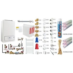Pachet apartament cu 2 camere, centrala termica murala in condensare Immergas Victrix TERA 24/28 V2, Gaz, 24 kW, termostat, kit de evacuare inclus, calorifere otel, teava PPR si fitinguri, kit armaturi imagine