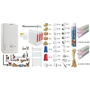 Pachet apartament cu 2 camere, centrala termica pe gaz in condensare Immergas Victrix Omnia V2 26, condensatie, 20 kW incalzire, 26 kW preparare apa calda, termostat, kit de evacuare inclus, calorifere otel, teava PPR si fitinguri, kit armaturi imagine