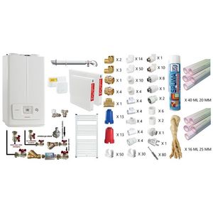 Pachet apartament cu o camera, centrala termica pe gaz in condensare Immergas Victrix Omnia V2 26, condensatie, 20 kW incalzire, 26 kW preparare apa calda, kit de evacuare inclus, calorifere otel, teava PPR si fitinguri, kit armaturi imagine