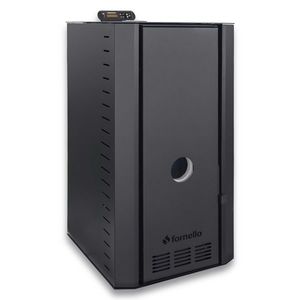Cazan pe peleti Fornello SERENA B, 25 kw, complet echipat cu pompa de circulatie, vas de expansiune, supapa siguranta, telecomanda, culoare Black, arzator peleti din fonta, pentru suprafete pana la 150 mp imagine