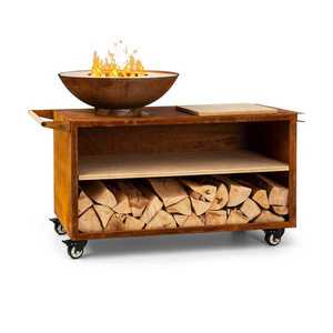 Blumfeldt Savage 2.0 Wide, șemineu cu grătar, scândură de bambus, inclusiv protecție împotriva condițiilor meteorologice imagine