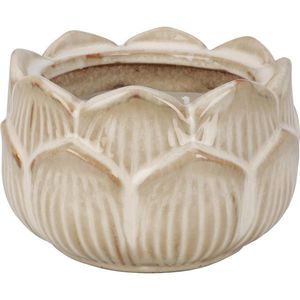 Lumânare în pahar floral din porțelan 12 x 7, 8 cm, bej, bej imagine