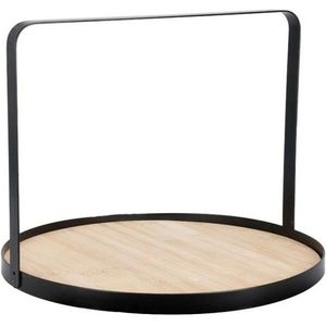 Tavă rotundă din bambus cu mâner metalic EH, 35 cm imagine