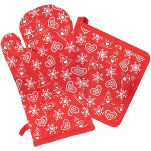 Mănușă de bucătărie și suport Inimioare, 18 x 32 + 20 x 20 cm imagine