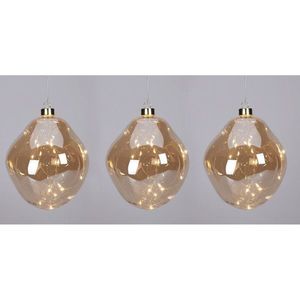Set de ornamente LED de Crăciun Organic ball 3buc, auriu imagine