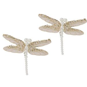 Set de decorațiuni de Crăciun Libelula, aurie, 13x9x1, 5cm, cu clemă, SET DE 2 BUCĂȚI, auriu imagine