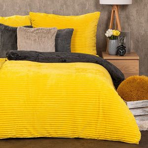 Lenjerie de pat din micro-flanelă 4Home Stripe, galben, 140 x 200 cm, 70 x 90 cm, galben imagine