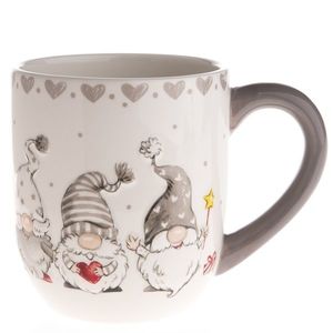 Cană de Crăciun Spiriduși, ceramică, 500 ml, gri imagine