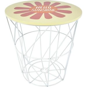 Masă cu depozitare pentru copii Hatu HelloSunshine, 30 x 30 x 30 cm, galben imagine