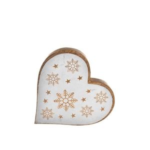 InDecor Inimă de Crăciun din lemn de mango White, 25 x 4 x 25 cm imagine