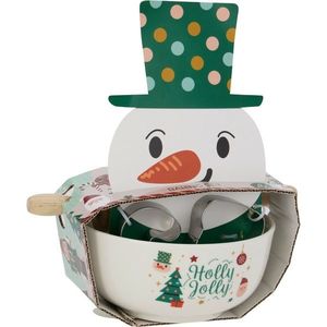 Set de Crăciun pentru coacere Om de zăpadă – bol, sucitor, forme de tăiat, verde imagine