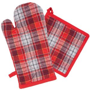 Mănușă cu magnet și suport Home Elements Carouri roșu-gri imagine