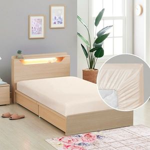 Cearceaf de pânză cu elastic cafea cu lapte, 90 x 200 cm, bej deschis imagine