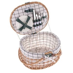 Coș de picnic din răchită pentru 2 persoane, 42 x 34 x 25 cm, 2, 75 kg imagine