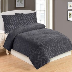 Set de lenjerie de pat din micropluș Vlnka, griînchis, 140 x 200 cm, 70 x 90 cm imagine