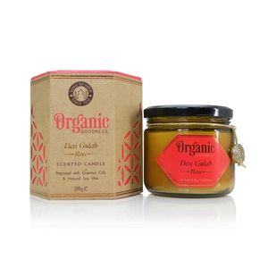 Lumânare organică Desi Gulab - Trandafir 200 g înpahar de chihlimbar, roz imagine