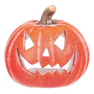 Suport lumânare dovleac cu față, mic, portocaliu, ceramică, diam. 10 cm, diam. 10 cm imagine