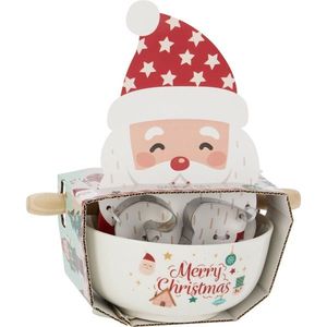 Set de Crăciun pentru coacere Santa – bol, sucitor, forme de tăiat, roșu imagine