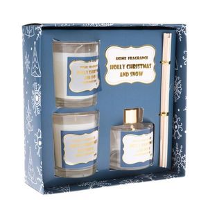 Set cadou Crăciun și zăpadă, 16, 6 x 16, 6 x 5, 7 cm, difuzor arome + 2x lumânare parfumată imagine